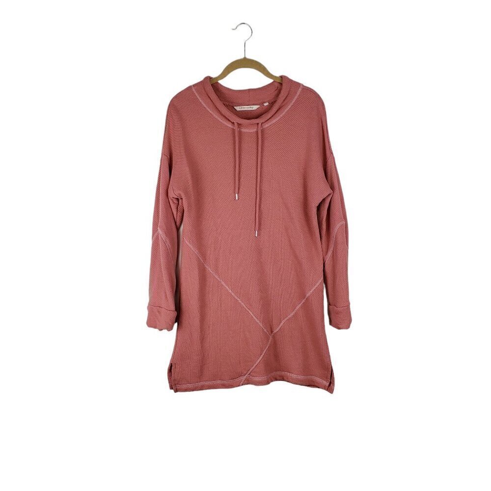 Soft Surroundings Danika Tunic Rose Pink Waffle Drawstring Top Size Medium